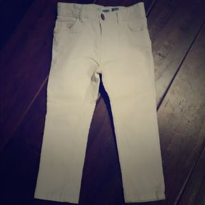 Cream colored corduroy adjustable waist pants